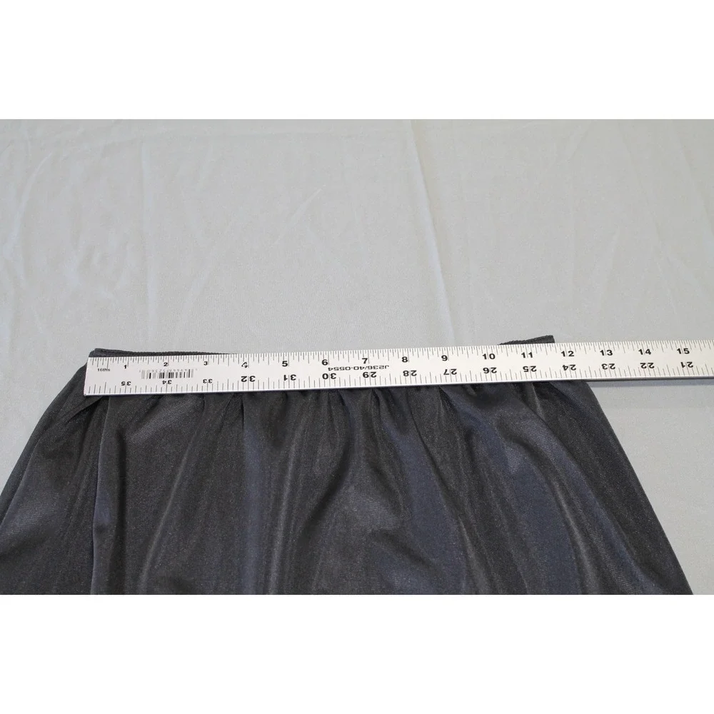 Vintage Sears Medium Black Half Slip Lace Detail Elastic Waist Side Slit 80s 90s